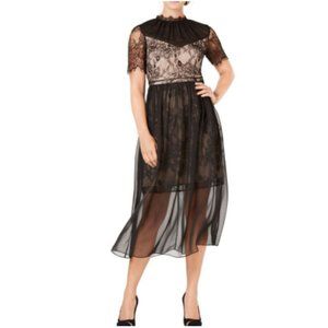 NWT! Avec Les Filles Lace Nude Chiffon Dress 10